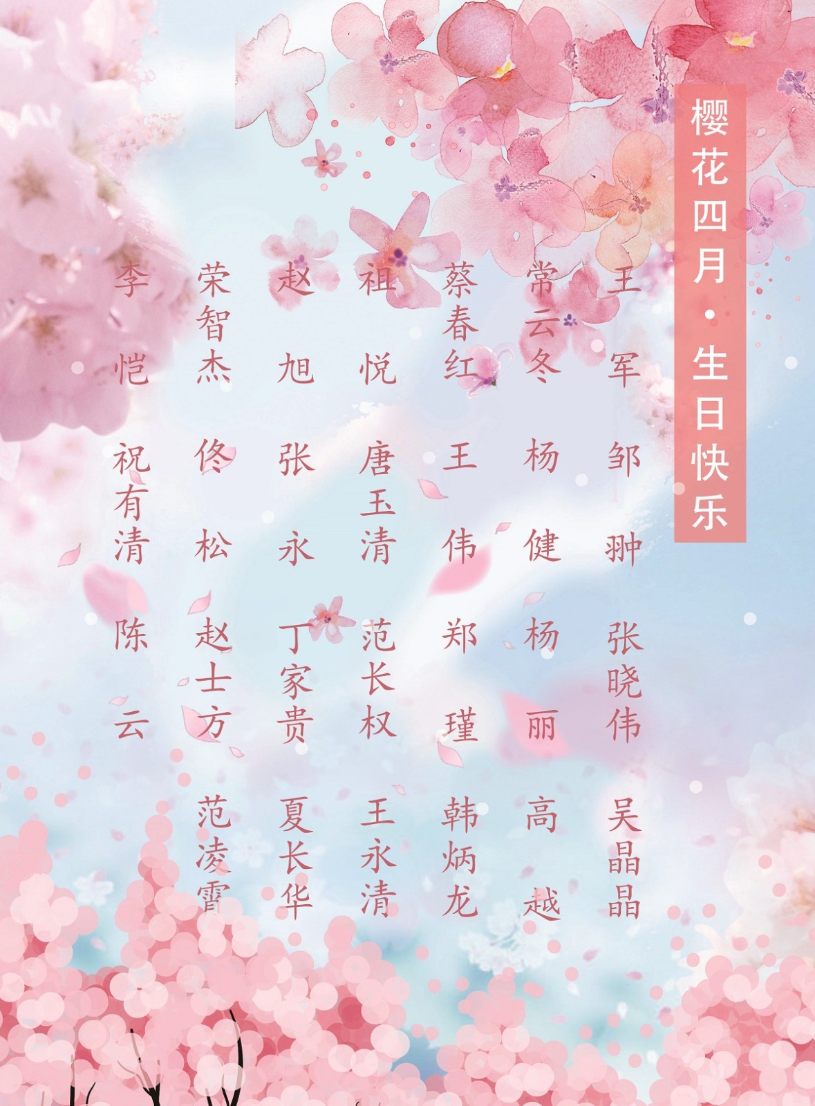 【生日祝?！抗ё?4月生日的員工生日快樂！